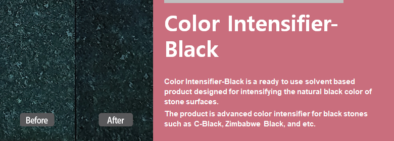 ConfiAd® Color Intensifier-Black is a ready to use solvent based product designed for intensifying the natural black color of stone surfaces.
The product is advanced color intensifier for black stones such as C-Black, Zimbabwe Black, etc.